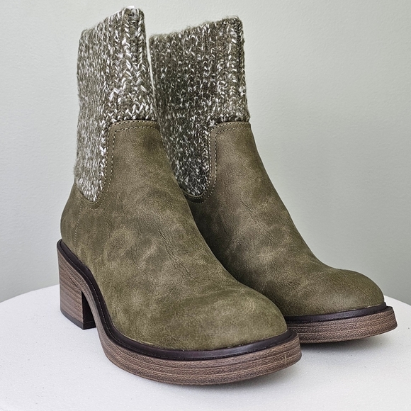 Portland Boot Company Women's Cozy Sweater Knit Bootie Olive - Picture 5 of 12